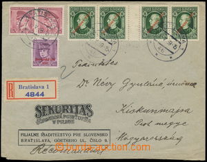 156537 - 1939 firemní R-dopis zaslaný do Maďarska, vyfr. smíšeno