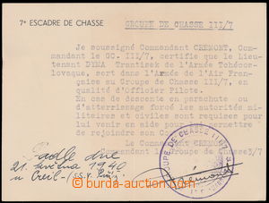 156714 - 1940 LETECTVO/   čs. armáda ve Francii, průkaz na jméno 