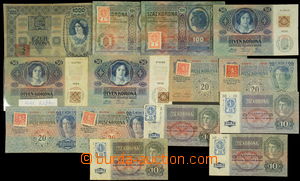 156724 - 1902-14 Ba.1-6, comp. of 14 pcs of stamped banknotes, variou