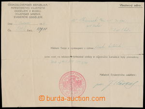 156868 - 1919 RUSKO  vyplněný úřední formulář formulář o vys