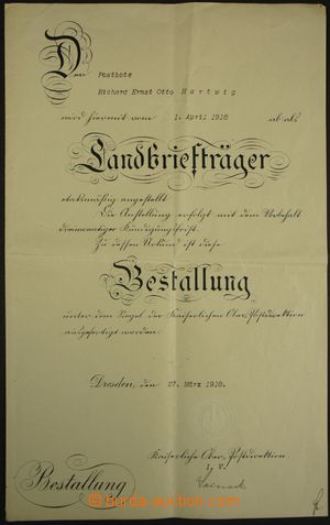156900 - 1918 POŠTOVNICTVÍ - GERMANY   contract certificate of stat