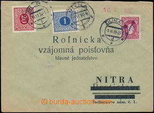156930 - 1939 commercial heavier letter underpaid stamp. Hlinka 1 Kor
