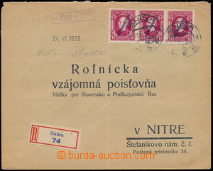 156938 - 1939 PČOLINÉ (SNINA), fialový otisk razítka poštovny na