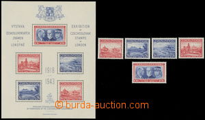 156991 - 1943 London MS, perf + set of stmp from London miniature she