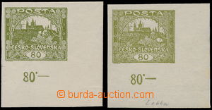 157060 -  Pof.19, 80h fialová, 2 pravé dolní rohové kusy s počí