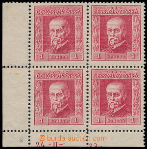 157095 - 1925 Pof.190, Masaryk 1Kč červená, rytina, levý dolní r