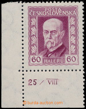 157096 - 1925 Pof.189A, Masaryk 60h fialová, neotypie, levý dolní 