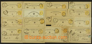 157134 - 1872-76 Mi.P1, P3, compilation of 17 pcs of first PC yellow,