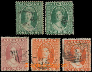 157146 - 1875-78 SG.14, 17, sestava 5ks Královna Viktorie, obsahuje 