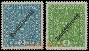 157231 - 1919 Mi.243, 245, Coat of arms 2 Kr + 4Kr, both stamps perf 