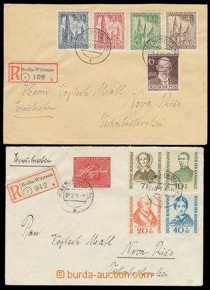 157254 - 1956 2 Reg letters addressed to Czechoslovakia with Surtax i