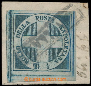 157392 - 1860 Sas.16, Savoy Cross ½; Tornese blue on cut-square 