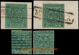 157393 - 1852 Sas.1, 7, Coat of arms 5C green, with dot and without d