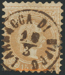 157436 - 1867 stamp of Austrian Levant Mi.5I, 15Sld rough print with 