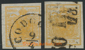 157439 - 1850 Mi.1X, Znak 5Cts, oranžově žlutá a okrově žlutá,