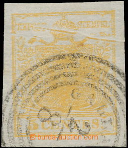 157449 - 1850 Mi.1X, Coat of arms 5CTS orange yellow, unusual Lombard