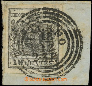 157450 - 1850 Mi.2X, Znak 10Cts šedočerná na výstřižku s 4-kruh