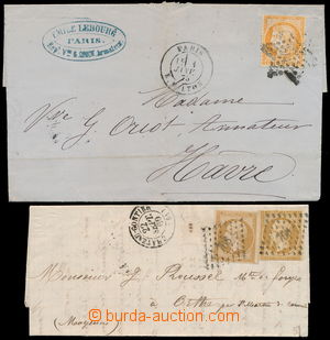 157496 - 1860-75 2 pcs of folded letters, 1x franked with 2 pcs of st