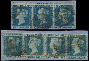 157497 - 1854-1857 SG.19, 34, 2P dark blue, strip of 3, Small Crown, 