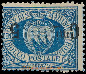 157501 - 1892 Sas.8b, Coat of arms 5C/10C blue, with inverted opt, pe