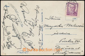 157510 - 1947 FOTBAL  podpisy fotbalistů na pohlednici zaslané ze 