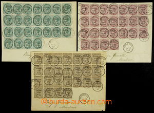 157532 - 1897 3 envelopes addressed in the place, franked with blocks