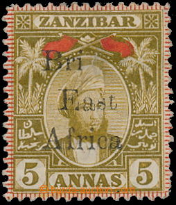 157533 - 1897 SG.84a, přetisk na Zanzibar 5A Sultán Seyyid, malá a