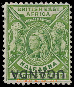157537 - 1902 SG.92b přetisk UGANDA na B.E.A. ½ Anna zelená, p