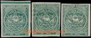 157544 - 1869-1870 Mi.2, 1 Real zelená, 3ks,1x s krajovou lištou, z