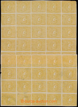 157545 - 1869-1870 Mi.3a,b, 1 Real světle a tmavě žlutá, 20-blok 