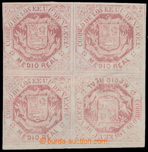 157548 - 1866 Mi.14K, Znak ½R růžová, 4-blok obsahující pro