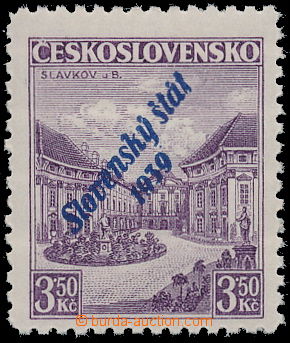 157591 - 1939 Alb.19b, hodnota 3,50Kč s modrým přetiskem, zk. Novo