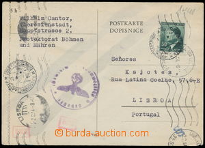 157662 - 1944 GHETTO TEREZÍN  lístek zaslaný do Portugalska, Podě