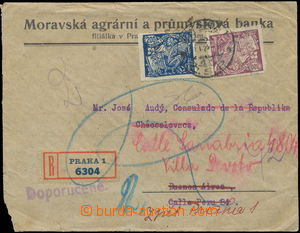 157700 - 1925 DOSÍLANÁ KORESPONDENCE  firemní R-dopis do Brazílie