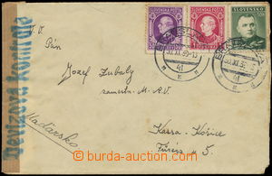 157704 - 1939 dopis zaslaný z Bratislavy do Maďarskem obsazených K