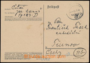 157715 - 1944 lístek polní pošty zaslaný příslušníkem 11. pra