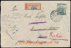 157718 - 1937 DOSÍLLANÁ KORESPONDENCE  R-dopis zaslaný do Iránu, 