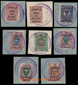 157771 - 1918 SOUTH LITHUANIA  comp. of 8 pcs of stamps w on cut squa