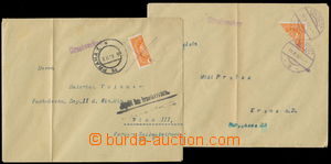 157843 - 1919 2 letters sent as printed matter to Kremsu and Wien (Vi