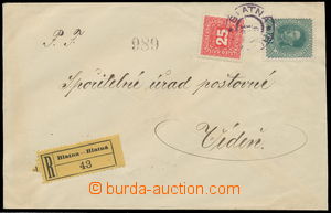 157893 - 1919 Reg letter Spořitelnímu office in Vienna, franking Ch