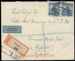 157923 - 1936 ZMEŠKALÁ ZÁSILKA  R+Let-dopis z Prahy do Sheffieldu,
