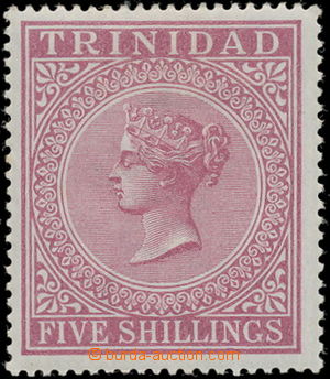 157983 - 1869 SG.87, Královna Viktorie 5Sh růžová, průsvitka kor