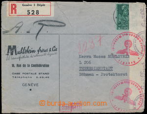 158041 - 1943 GHETTO TEREZÍN commercial Reg letter sent to prisoner 