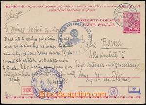 158053 - 1942 CDV12, international post card 1,50 Koruna to Italy, CD
