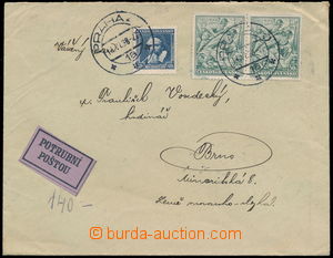 158122 - 1938 POTRUBNÍ POŠTA  dopis zaslaný z Prahy do Brna, proš