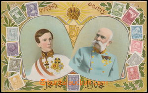 158156 - 1908 Franz Joseph I., anniv. drawn and color postcard, potr