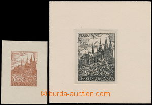 158302 - 1960? comp. 2 pcs of refused stamp designes Prague 3Kčs in/