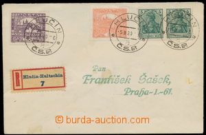 158378 - 1920 HLUČÍNSKO/  R-dopis zaslaný do Prahy, adresát F. Š