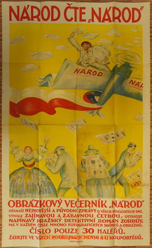 158447 - 1937 NÁROD ČTE NÁROD  reklamní plakát na obrázkový ve