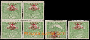 158455 -  Pof.171, block of four 60h green with up shifted additional
